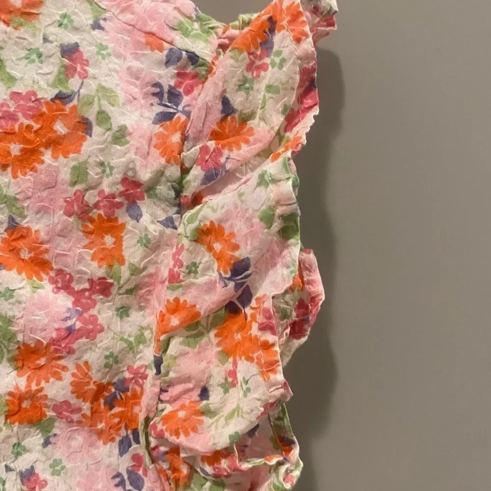 Gymboree Girl’s dress. Ruffle sleeves. Orange, pink and purple colors